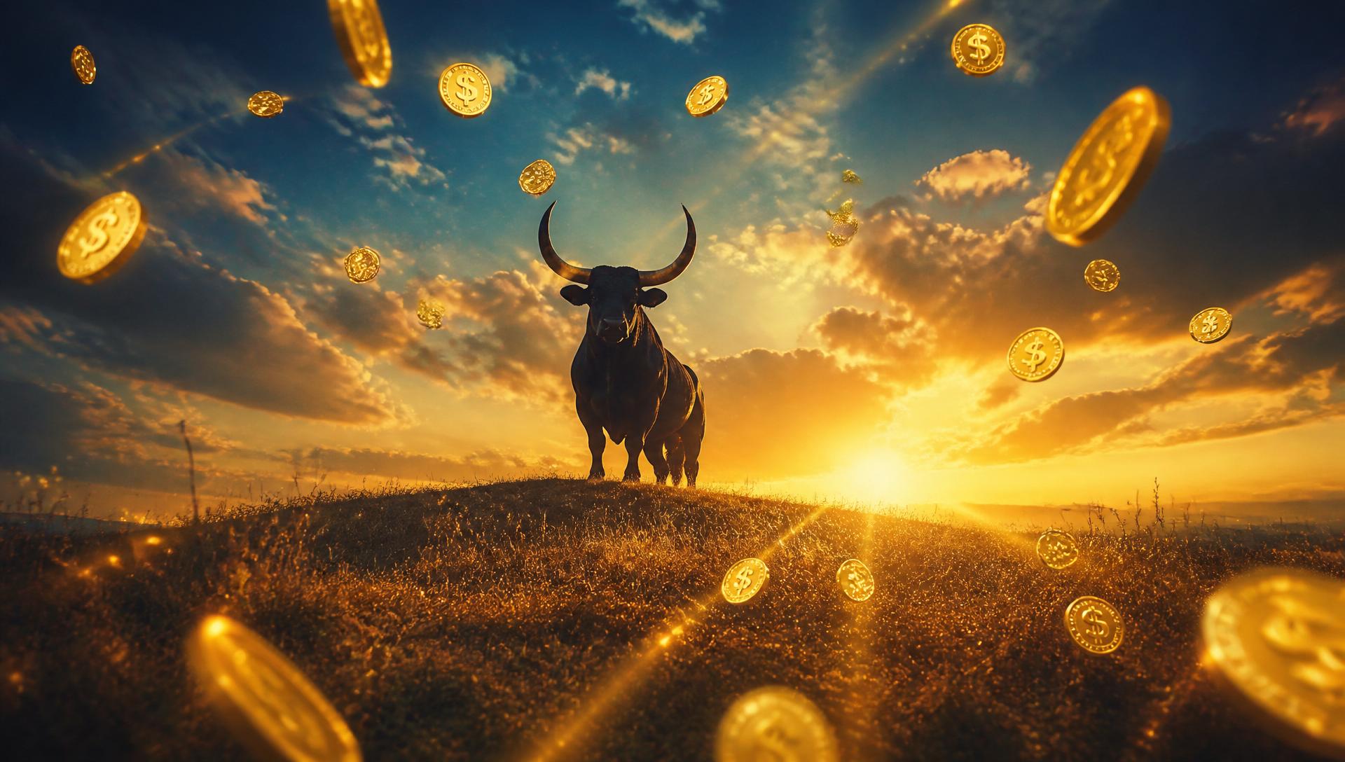 Bull silhouette at sunset
